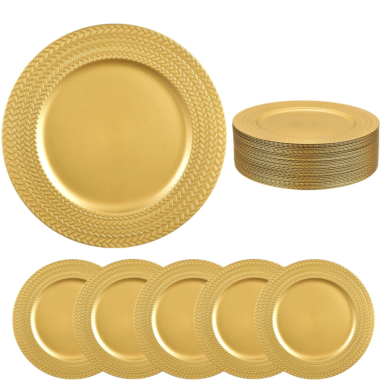 Gold Plated Cutlery - 50개 세트 골드 차저 플레이트 9인치