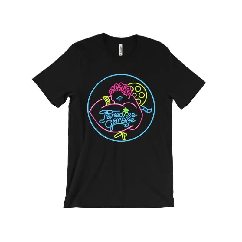 Paradise Garage T Shirt Neon Logo Larry Levan 84 King Street New York City 80s nightclub dj disco funk soul music