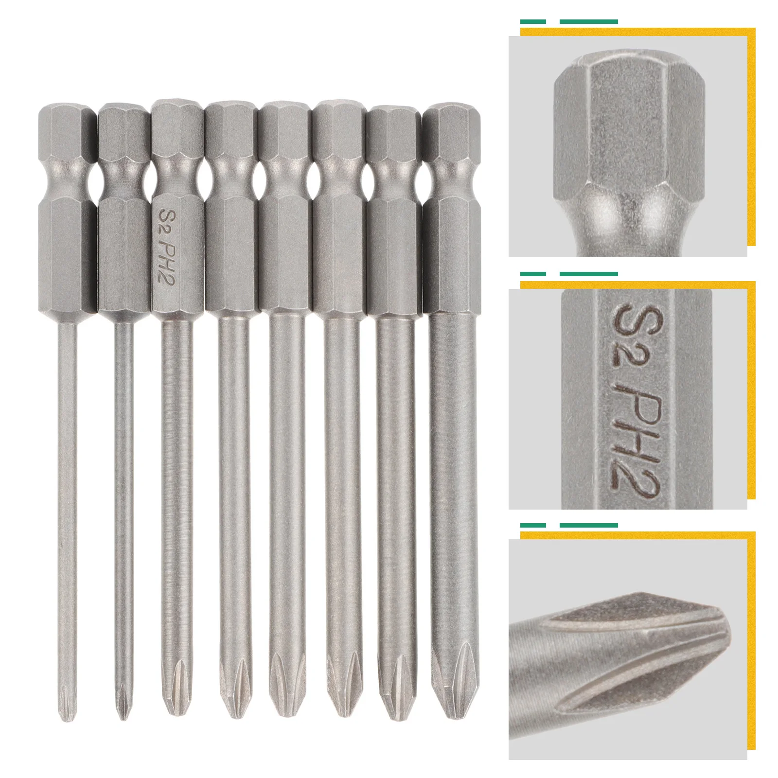 

8Pcs Magnetic Screwdriver Bits S2 Steel Alloy High Precision Rust Resistant Lightweight Portable for Electrician Mechanic