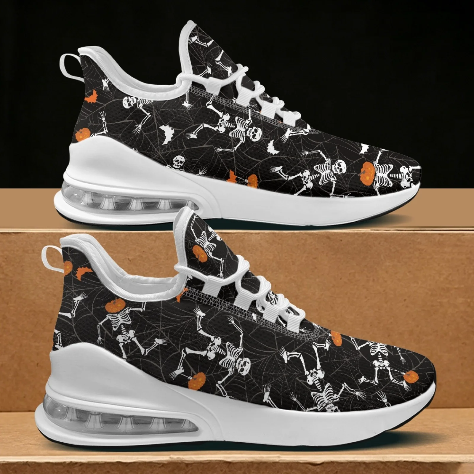 PENSTROLL Skeleton Pumpkin Nurse Shoes Gym Sneakers for Women, Lightweight Comfortable Women's Mesh Sneakers