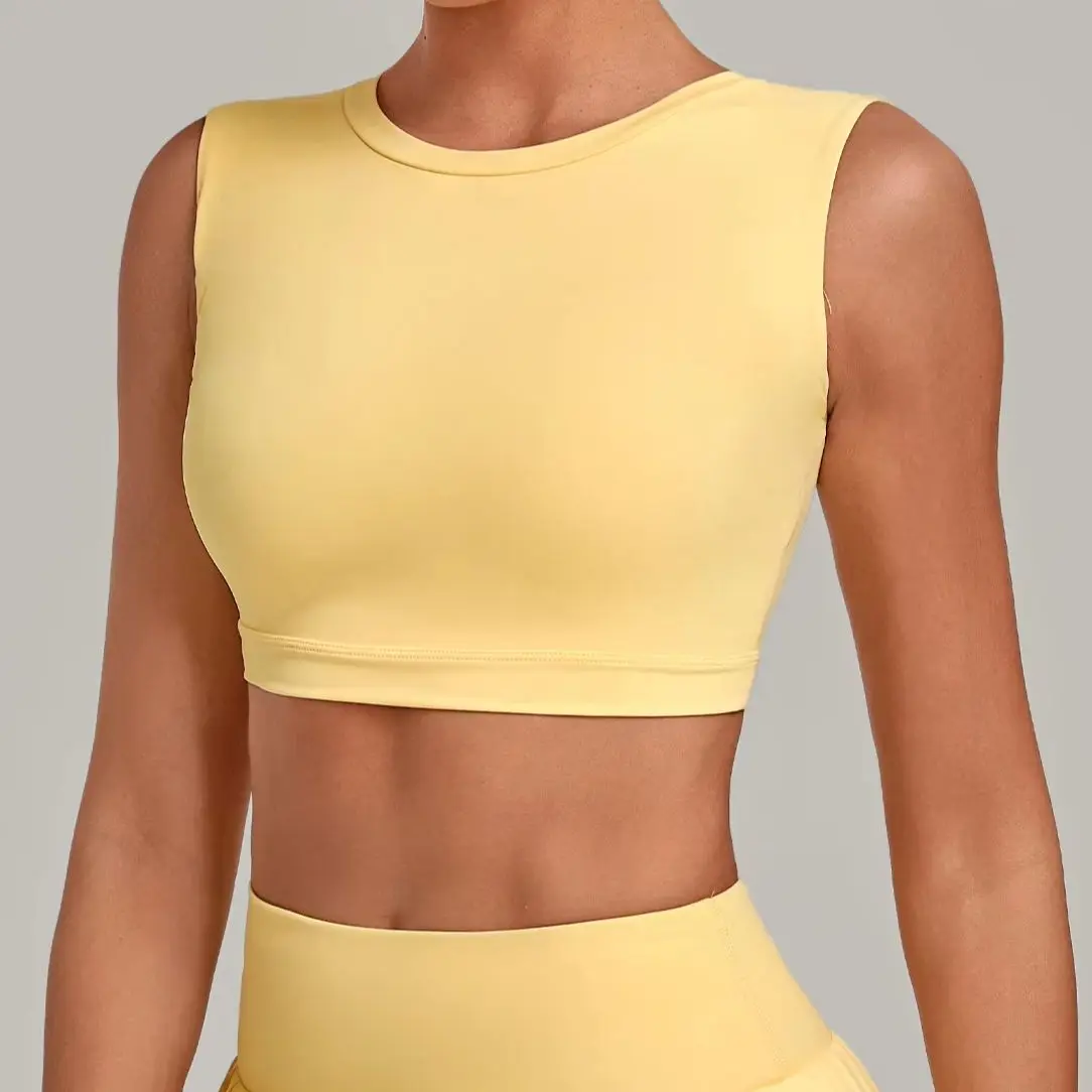 Solid Color Sports Vest Women's Fitness Sport Bra High strength Tight Top Comprehensive Training Yoga Underwear Female Yoga Vest