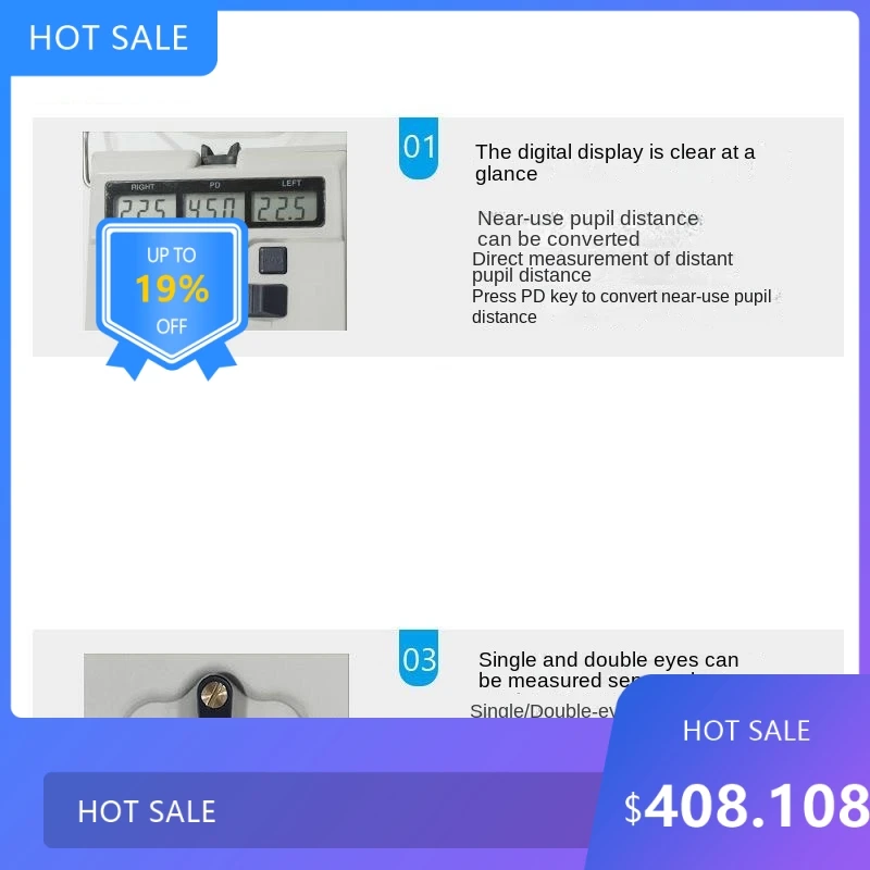 

0729830C Автоматический измеритель PD для глаз, оптический цифровой пупилометр, светодиодный целевой светильник, внутренний датчик расстояния