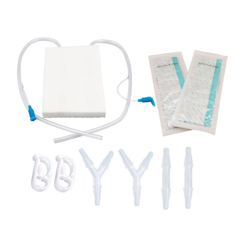 Rainhome Medical dressing NPWT dressing kit 15x10x1cm including white wet PVA foam with tube adhesive film I/Y connector clip