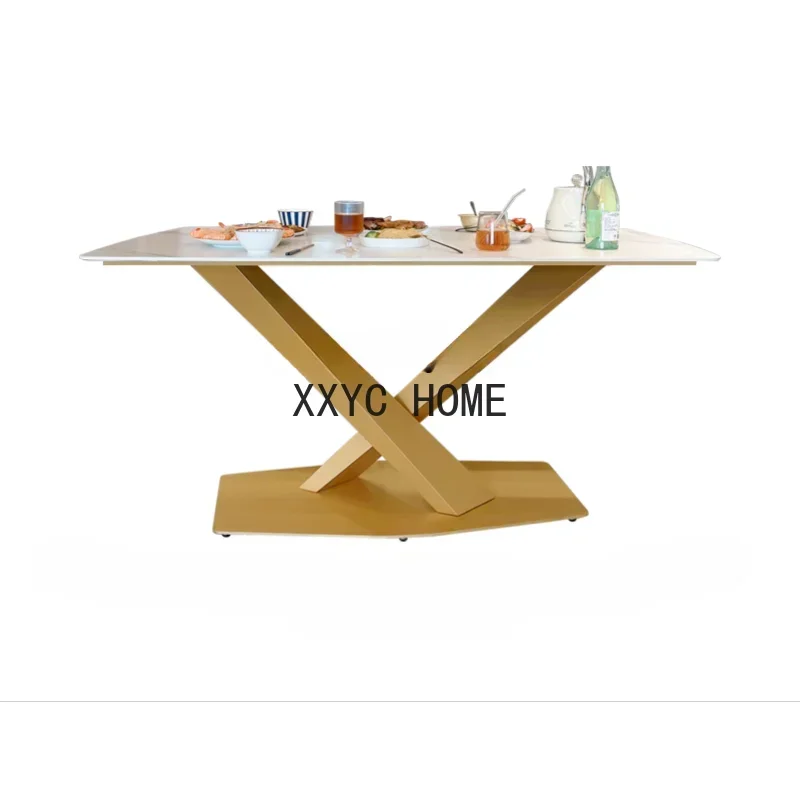 Nordic  Simple Rectangular Stone Plate Dining Table Living Room Dining Tables and Chairs Set Household Small Apartment Four-Seat
