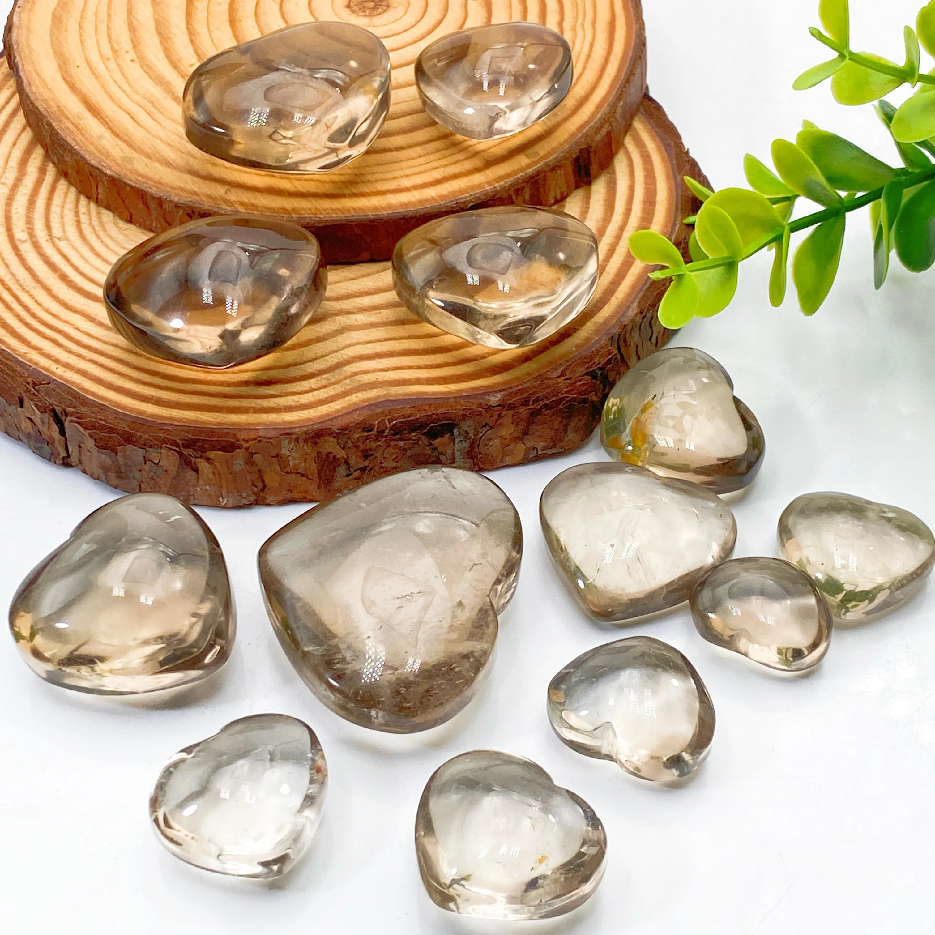 حجر كريستال معدني بني فريد من نوعه على شكل قلب كوارتز سموكي طبيعي، حجر ديكور منزلي حديث، مجموعة، هدية للعطلات