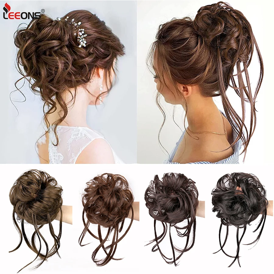 Messy Hair Bun Hair Scrunchies Extension Curly Wavy Messy Synthetic Chignon For Women Updo Hairpiece Hair Accessories For Women