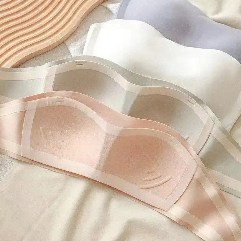 Women's Bra Strapless Underwear Thin Non Slip Non Marking Invisible Collection Breast Supplement  Jelly Bra 65A-85C view 4