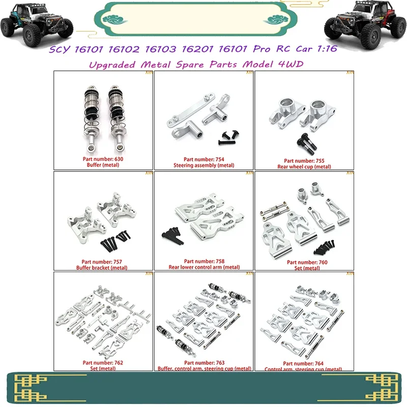 SCY 16101 16102 16103 16201 16101 Pro RC Car 1:16 repuestos de Metal mejorados modelo 4WD