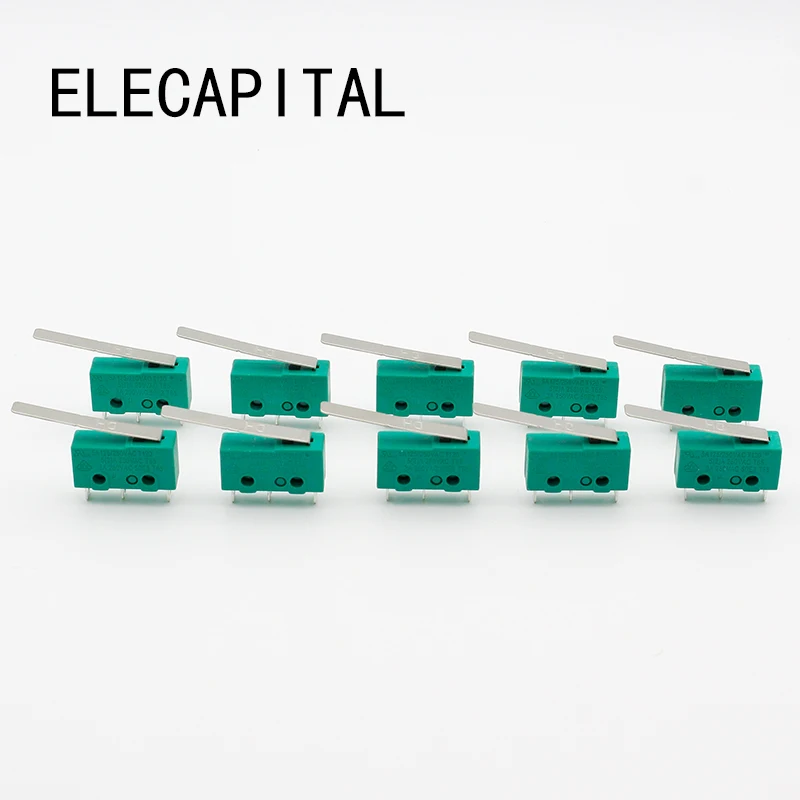 10PCS 3 pins Micro Touch Switches NO+NC 3a/5a 125VAC 250VAC Mini limit Switch Micro Switch Microswitches With 29mm Long Lever