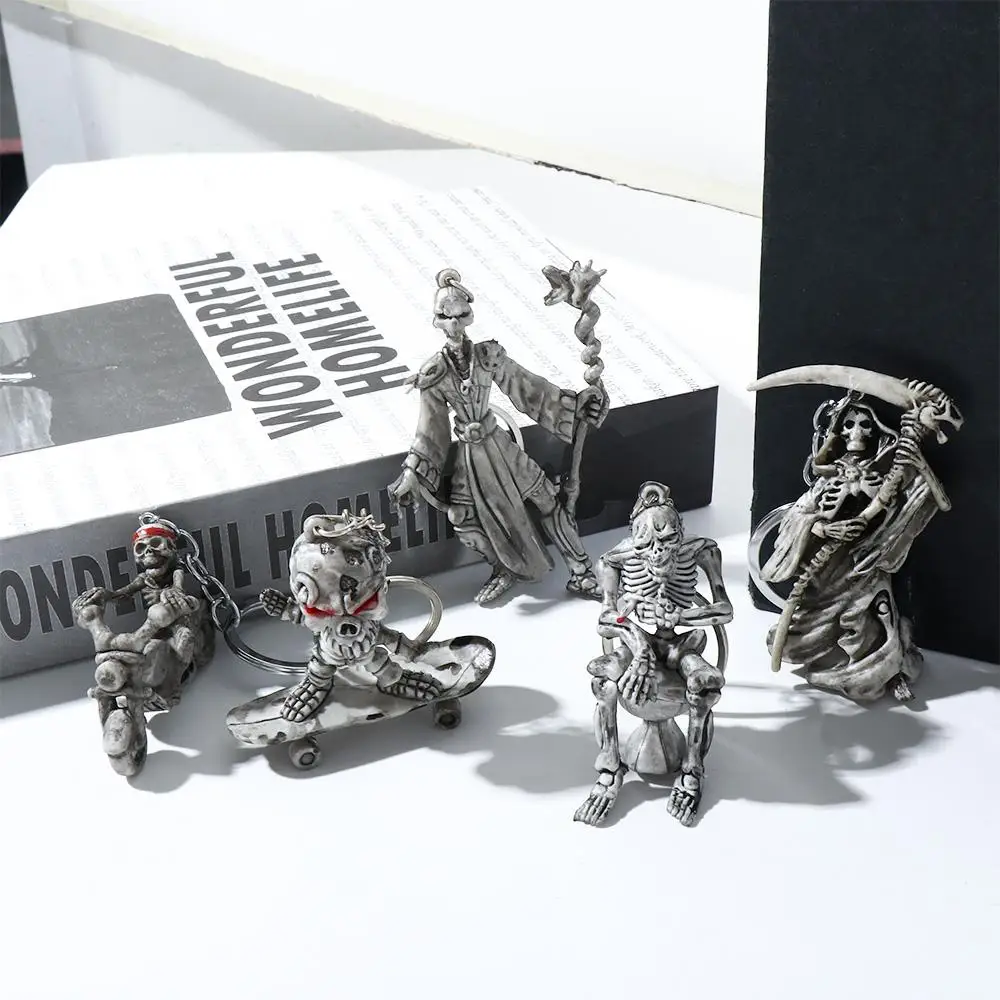 Simple Gift Punk Cool Skull Car Skeleton Keychain Skull Keyring Skeleton Pendant Cranial Keychain Skeleton Skull Key Rings