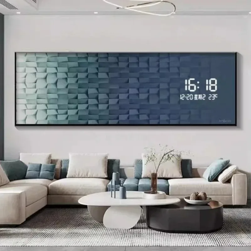 Design de temperatura data relógio de parede design luz sala estar escritório relógio parede interior ornamentos luxo decoração para casa