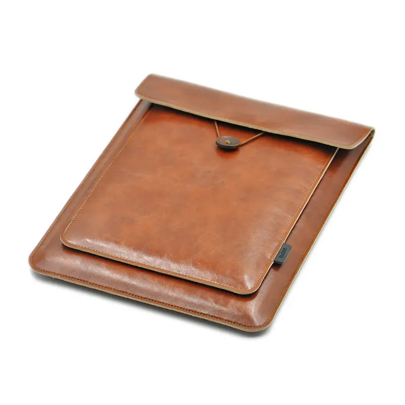 Dupla camada Alta Capacidade 13 polegadas Laptop Bag Capa PU Leather Sleeve Case para M1 M2 MacBook Pro Air 13.3 13.6 Dell HP