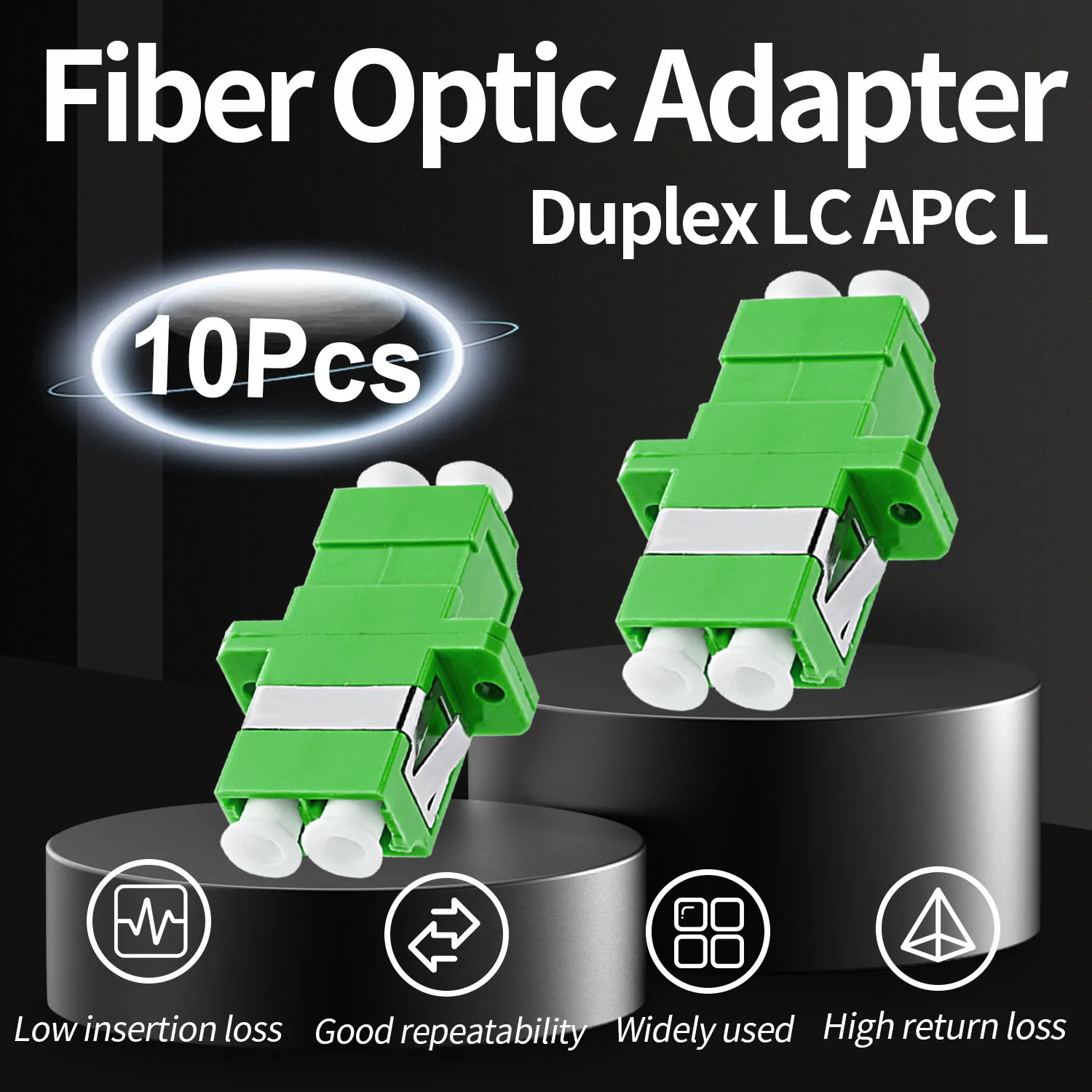 

10 Pcs LC APC Couplers, Duplex Fiber Optical Adapters Cable Connectors with Panel Mounting Wing Flange Ftth