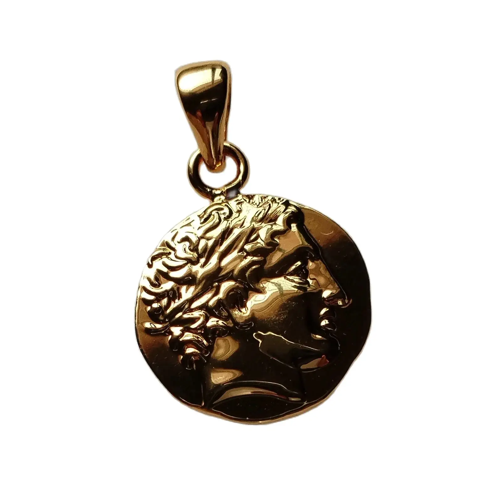 Vintage Pendant with Ancient Greek Gold Plated Decorative Festival Gift Coin