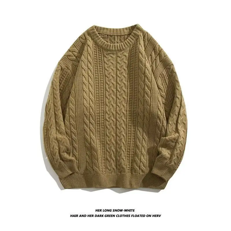 

2025 New Men's Casual Knitted Sweater Twist Pure Color Loose Fit Base Layer irt Autumn Winter Polyester Fiber round Ne Wa...