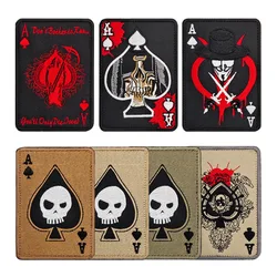 Death Card Poker Ace of Spades Patch ricamo Tactical Patch per borsa abbigliamento Punk Military Patch Badge