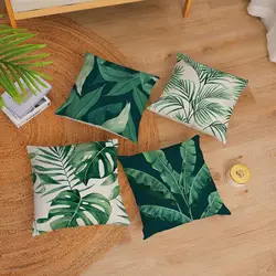 Green Plant Throw Pillow Case Tropical Leaves Summer Decorations Pillow Case Outdoor Home Sofa Decoration Cushion Cover