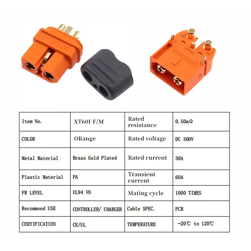 Amass XT60I-F Aircraft Model Power Battery Plug with signal Pin Male Female 2+1 DC 500V 30A 60IPW Connector Bullet Plugs For RC