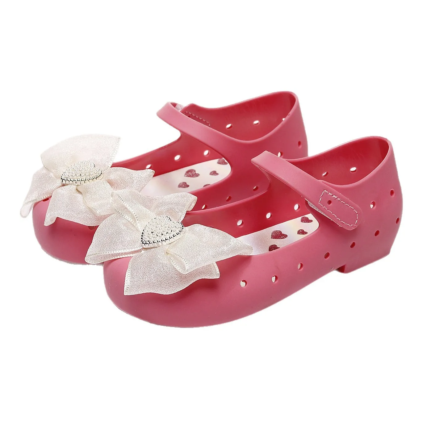 New Children's Shoes Summer Butterfly Knot Pearl Buckle Jelly Sandals Soft Bottom Princess Slippers
