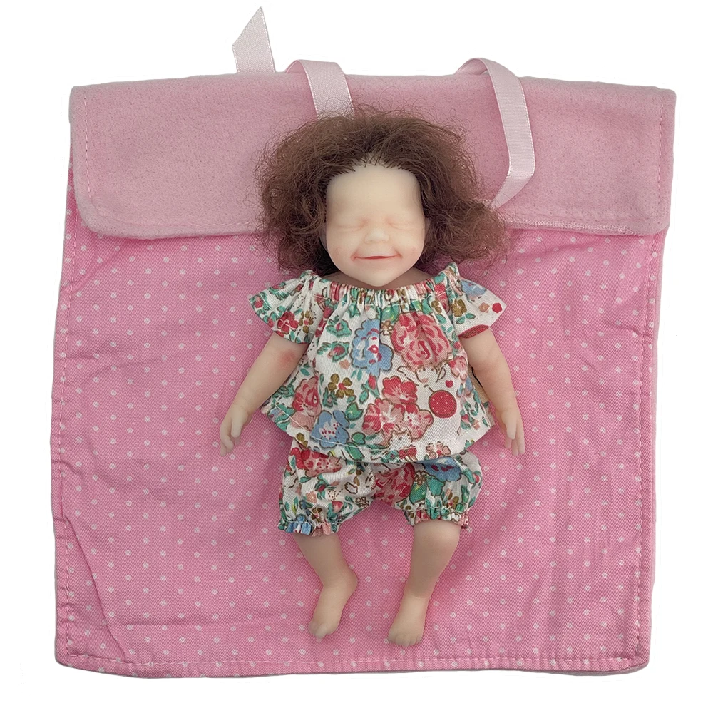 Full Body Soft Silicone Reborn Baby Doll, Realista Mini Boneca Recém-nascida, Presentes para Crianças, 16cm