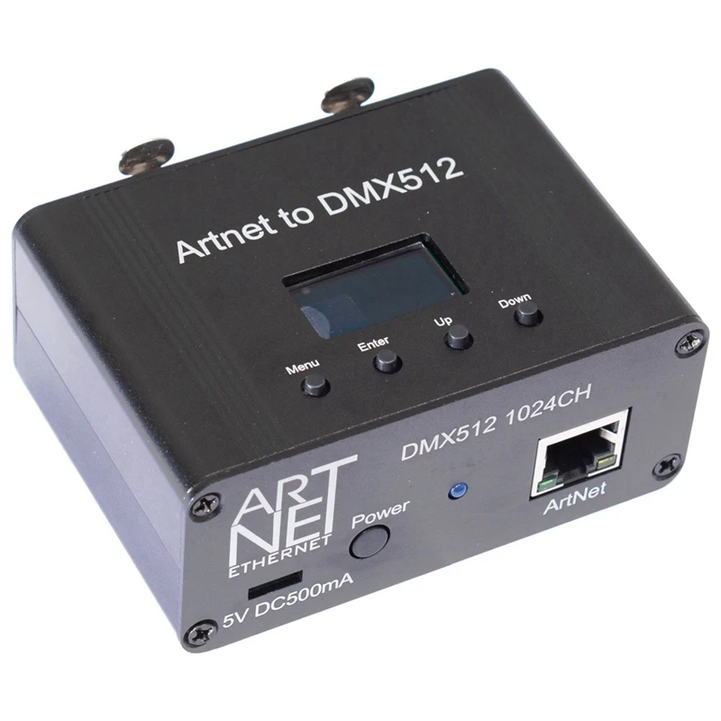 Artnet-Ethernet Lighting Controller Interface, DMX 512, 2 Universo, Metal e Plástico