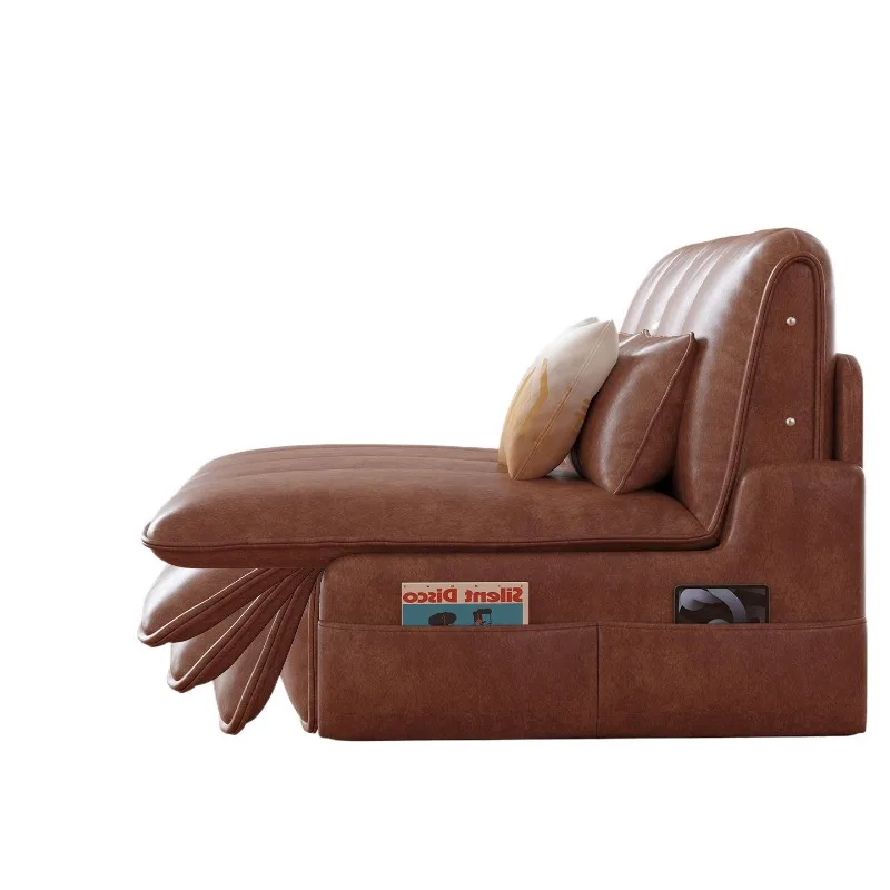 Electric sofa bed oil wax leather retro style integrated dual-purpose 2026 new model