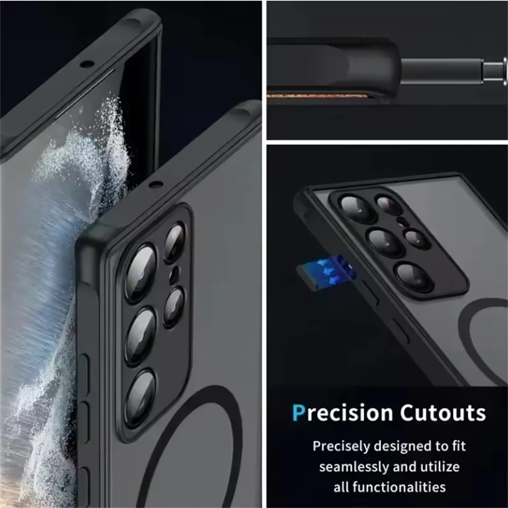 삼성 갤럭시 S25 S24 S23 S22 울트라 플러스 S20 S21 FE 무광 마그네틱 반투명 폰 케이스 맥세이프 무선 충전 커버