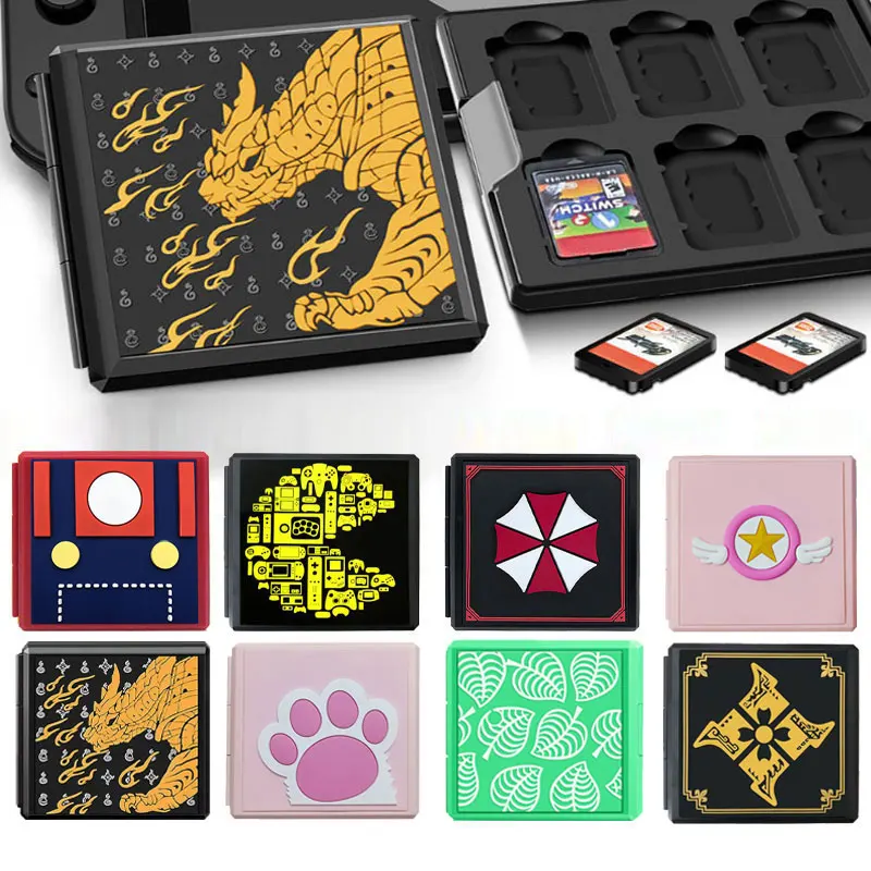 Estuche portátil para almacenamiento de cartuchos de juegos para Nintendo Switch Oled NS Lite, funda protectora de dibujos animados para tarjetas TF SD, accesorios