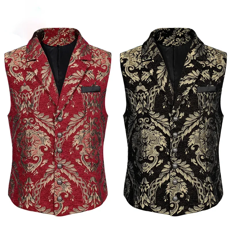

Мужской викторианский костюм, жилет в стиле стимпанк, готический жаккардовый жилет, викторианский маскарадный костюм для косплея, Ренессанс