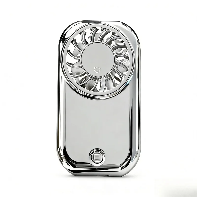 Ventilador de bolsillo con espejo de moda, mini ventilador de mano del tamaño de una tarjeta con gran flujo de aire, espejo incorporado electrochapado, ventilador portátil de viaje para maquillaje, textura premium, elegante y lujoso, regalo para viajes al aire libre y salidas diarias.