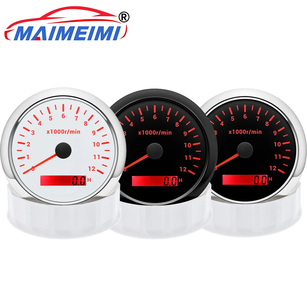 

Тахометр 0 ~ 12000 об/мин, 85 мм, цифровая указка, тахометр с красной подсветкой, водонепроницаемый для автомобиля, лодки, яхты, автофургона