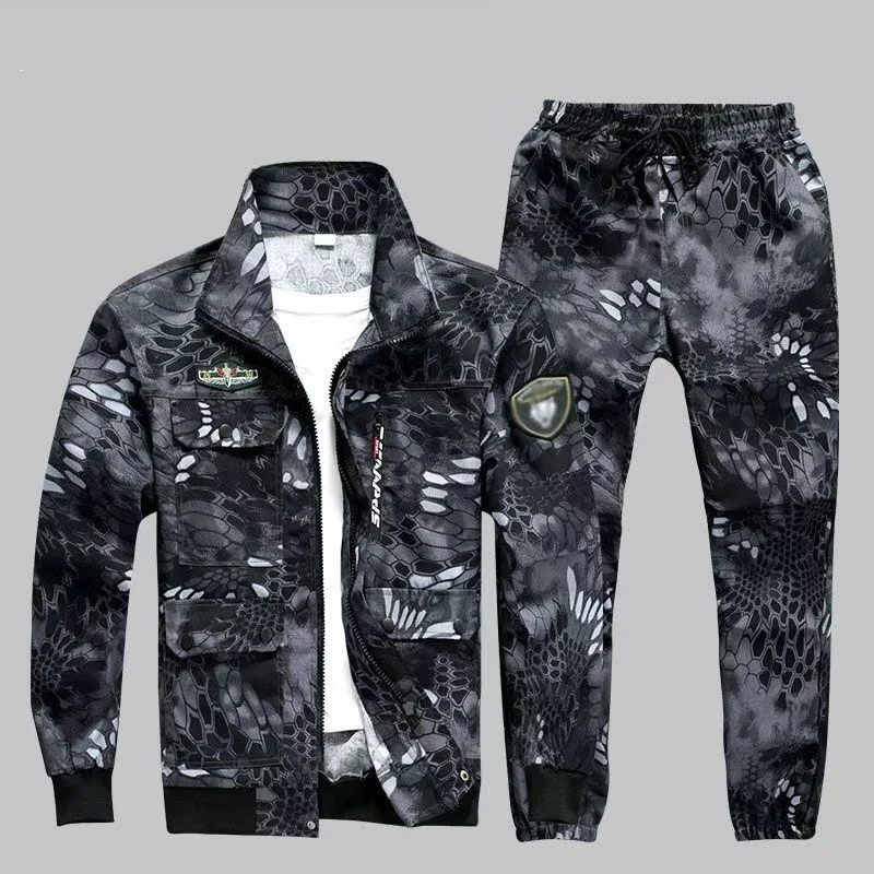 

New Outdoor Work Clothes Men's Set Spring Autumn Wear-resistant And Anti Fouling Camouflage Labor Protective Clothing