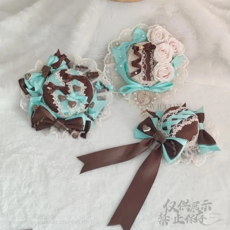 

Halloween Mint Green Chocolate Sweet Lolita Lace Hair Hoop Anime Maid Cosplay Headband Headwear Accessory Hat Made Wholesale