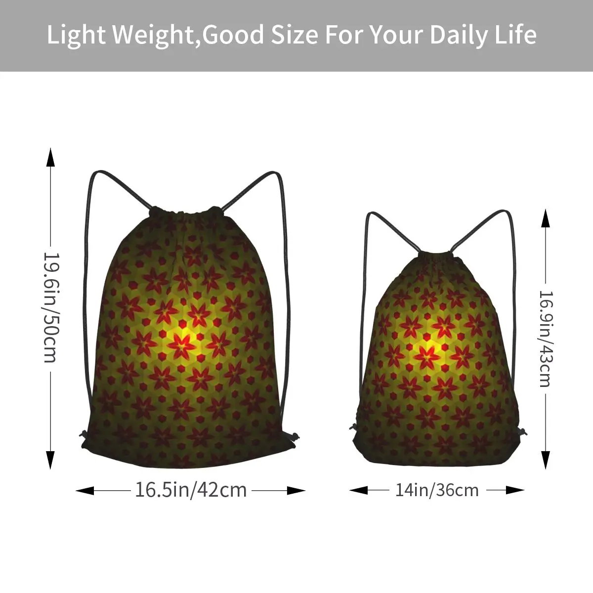 Luminous Starburst Mandala Backpacks Casual Drawstring Bags Sports Bag Book Bags for Man Woman Students