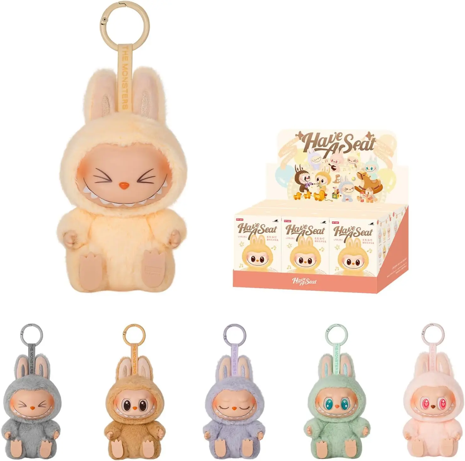 

Кукла POP MART Labubu, монстры есть сиденье, слепая коробка, случайный персонаж, милая модель животного, украшение для торта, плюшевая игрушка