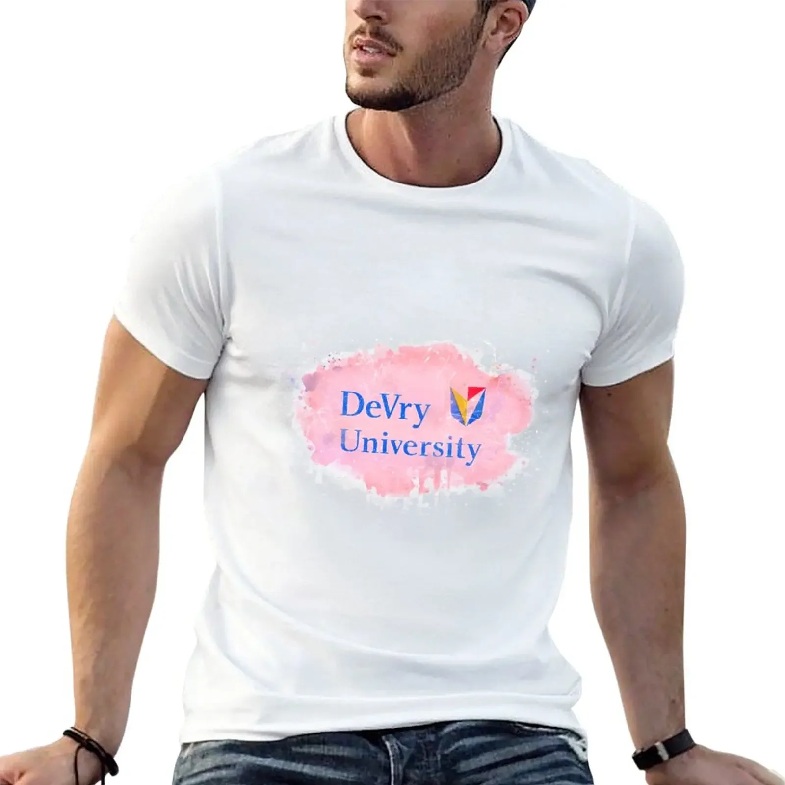 DeVry University-Phoenix Rustic Watercolor Logo T-Shirt summer tops shirts graphic tees tops slim fit t shirts for men