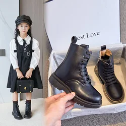 Girls' Shoes Autumn Kids Leather Boots Waterproof Children Ankle Boots Black Boots for Baby Girls Boots Boys Shoes Kids