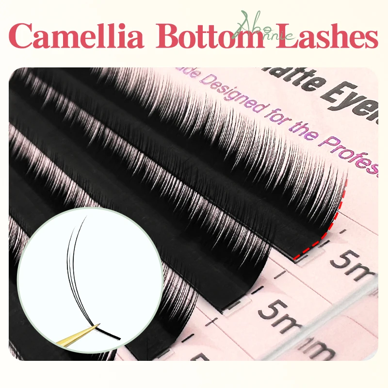 Abonnie LJ Vorgebundene untere Wimpern 5-7mm Camellia Wimpernverlängerungen Automatisch blühende Wimpern LB Vorgefertigte Spike-Wimpern
