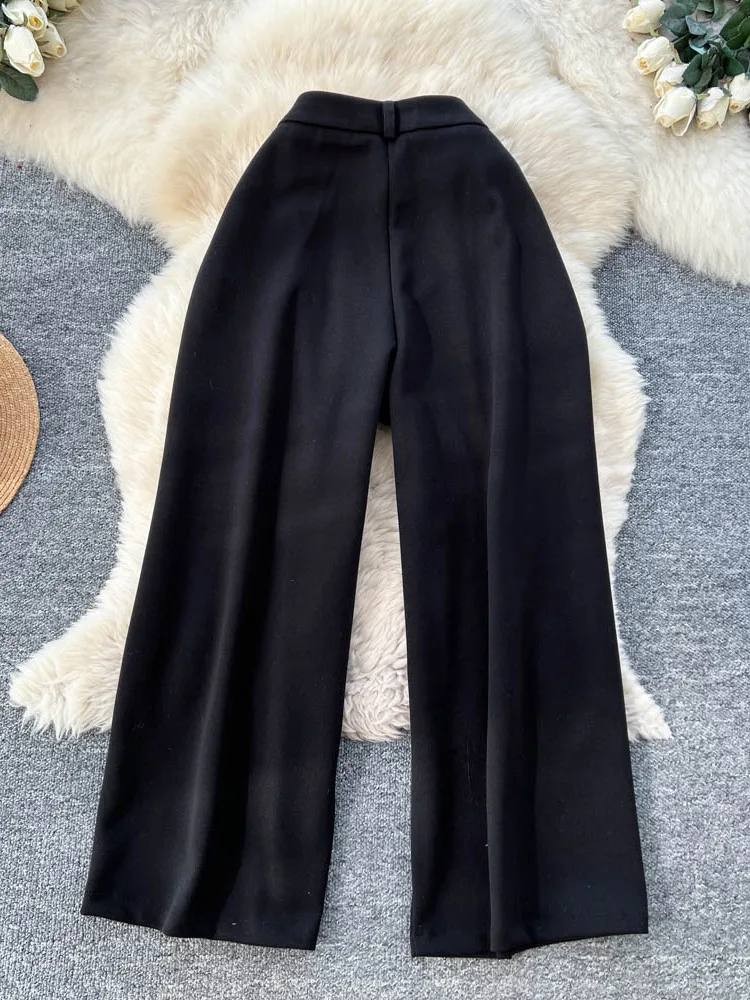Pantalon large à taille haute Laid-ba Sle pour femmes, coupe ample, pantalon décontracté pour les trajets quotidiens, version coréenne, printemps 2026