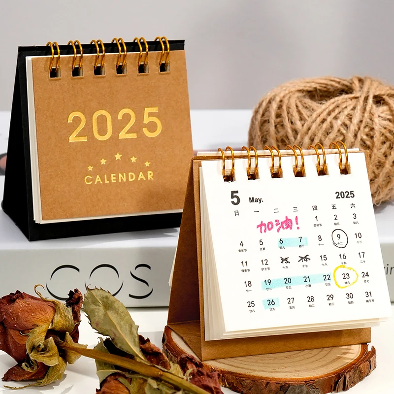 Mini calendario Simple 2025, suministros escolares de oficina, calendario de notas diario, planificador mensual, accesorios de decoración de escritorio