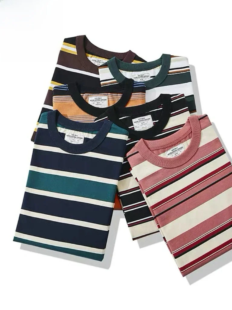 

Футболка Kapital Vintage из хлопка 230 г, с круглым вырезом, в полоску, с коротким рукавом, Sea Soul, повседневная, летняя, современная, размер M