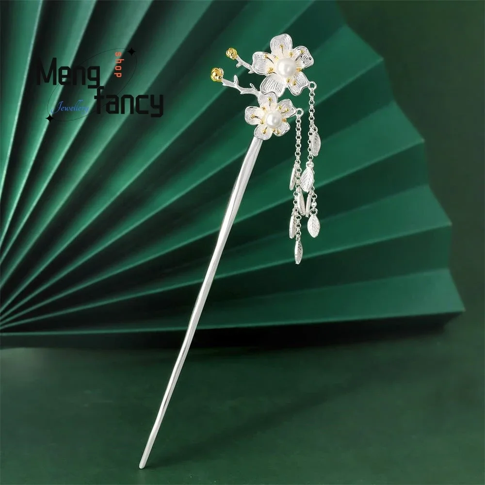 

Chinese Ancient Style Cherry Blossom Tassel Exquisite Elegant High-grade Hairpin Headgear Fashion Jewelry Luxury Holiday Gifts