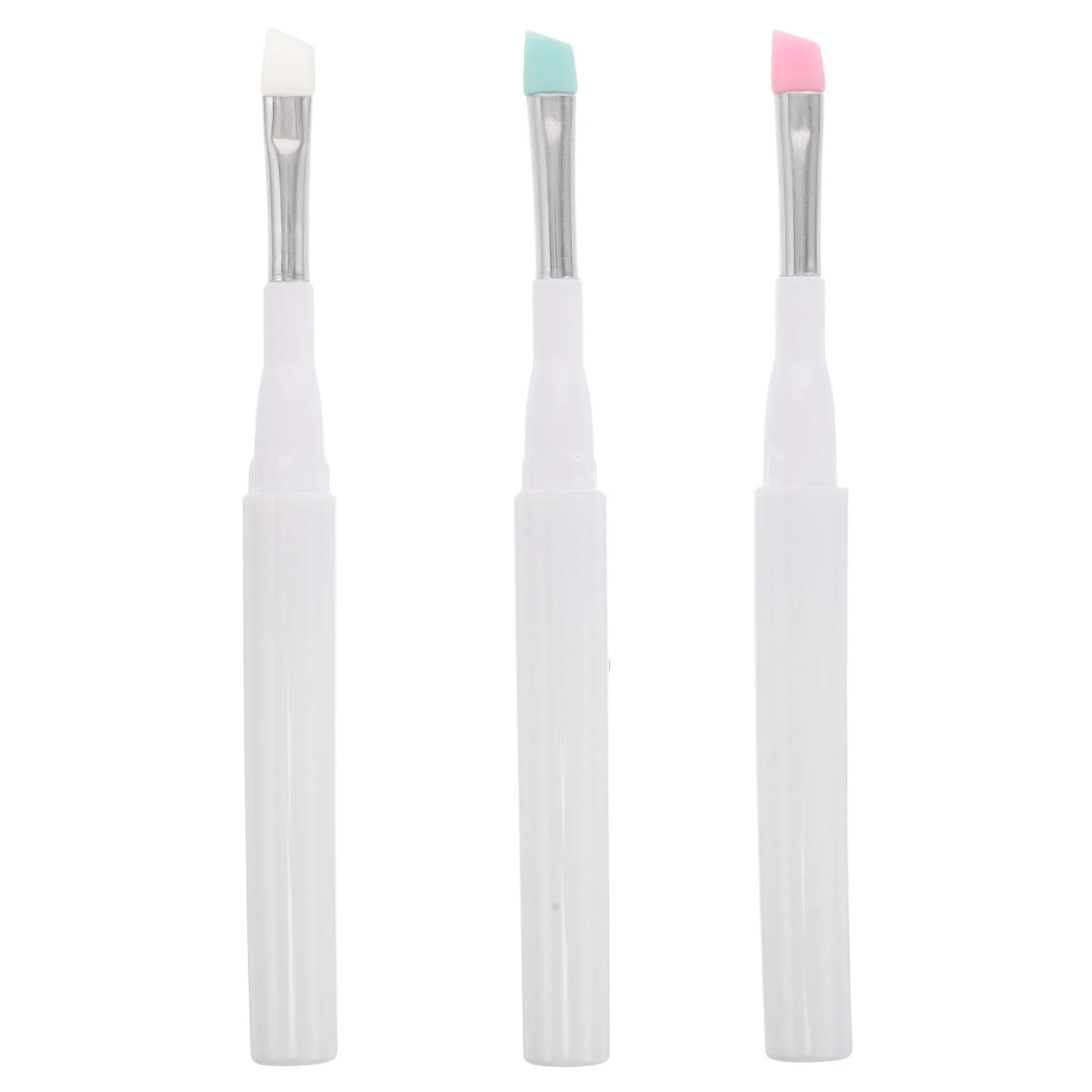 3 Pcs Silicone Eyebrow Brush Lip Makeup Brushes Eyelash Comb with Cap Cream Silica Gel Eyeshadow