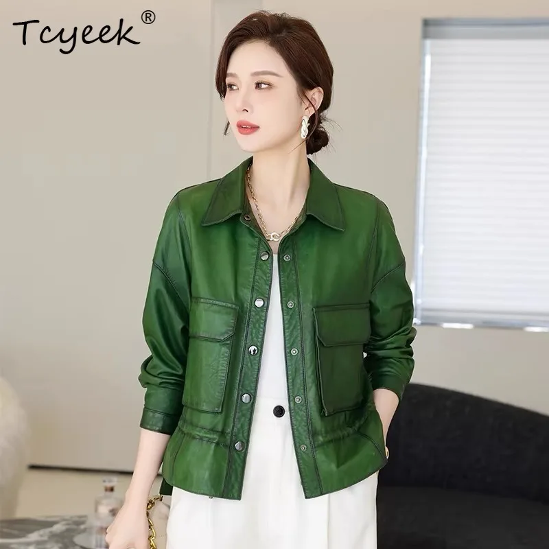 Tcyeek Genuine Leather Jackets for Woman Stylish Sheepskin Women Coats Autumn Clothing New Leather Jackets 2026 Jaqueta Feminina