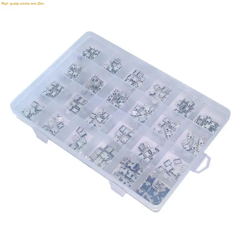 203F 24 Models Micro USB Connector Socket USB Connectors Set for Mobile Tablet