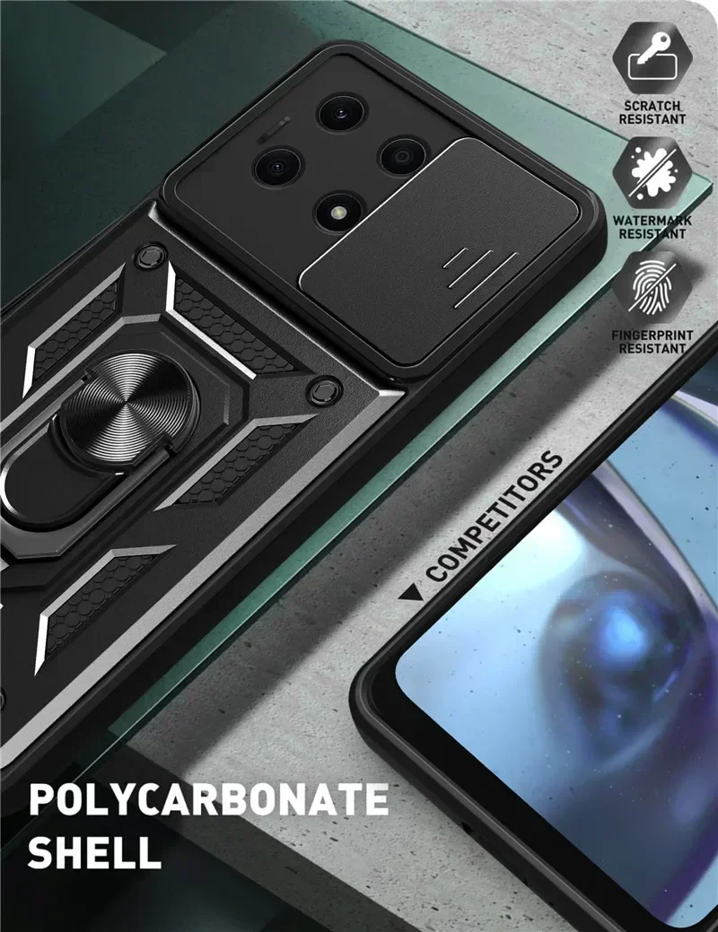 For Huawei Honor X8A 4G Case Shockproof Armor Magnetic Holder Ring Phone Cases For Honor X8A Slide Camera Protect Back Cover