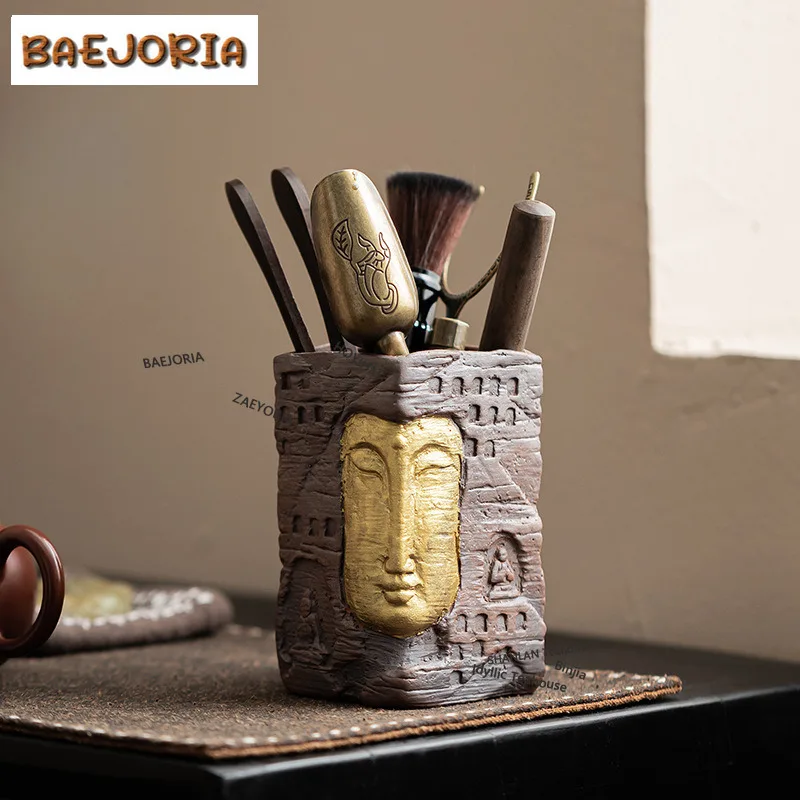 BAEJORIA Old Rock Mud Zen Buddha Shadow Tea Six Gentlemen Retro Tea Tool Set Teaware Utensils Tieguanyin Tea Ceremony Accessorie