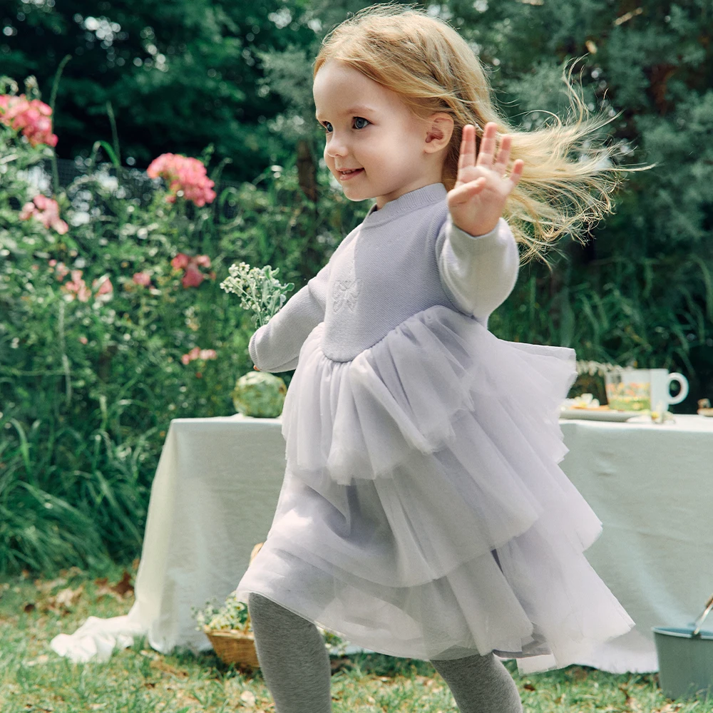 Dave Bella Children’s Mesh Sweater Dress Birthday Princess Dresses For A Girl Autumn Spring Aged 4-12 Carnival Costume DB3262968