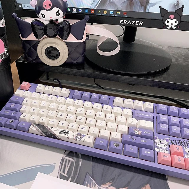 Sanrio  kuromi-Bluetoothワイヤレスキーボード,108キー,漫画のバックライト付き,メカニカルゲーミングキーボード,rgbホットプラグ,3モード  - AliExpress 26