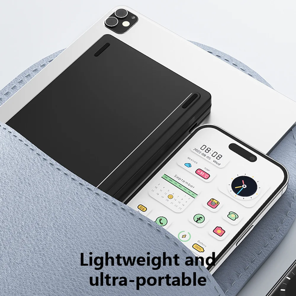 Mini teclado inalámbrico Bluetooth plegable, teclado plegable recargable portátil ultrafino para iOS, Windows, Android, Universal